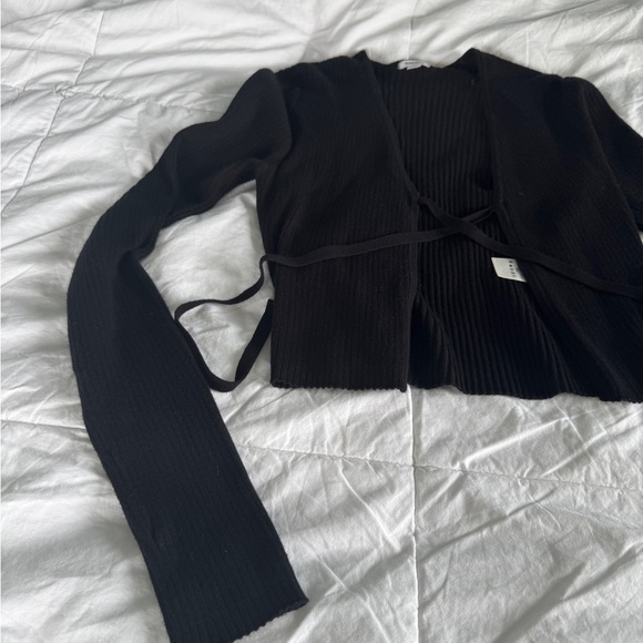 Garage Black Ribbed Tie Front Cardigan – Size XS (Never Worn) - Picture 4 of 10